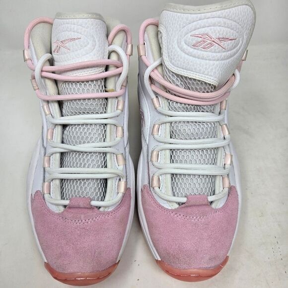 REEBOK Question Mid Allen Iverson Pink Toe White and Pink Sneakers Size 9.5 Mens - Picture 3 of 10
